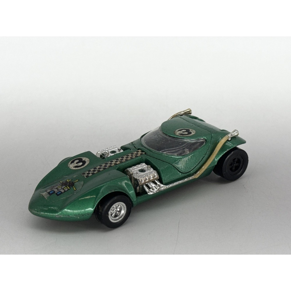 Hot wheels, red line Mattel Twin Mill Diecast Car Green Metal 1:64 Vintage